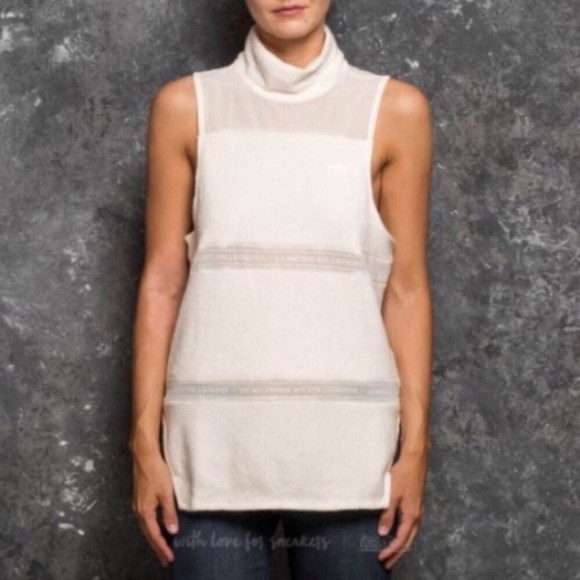 Adidas Women's Cowl Neck Cream Sweater Tank - Picture 1 of 10